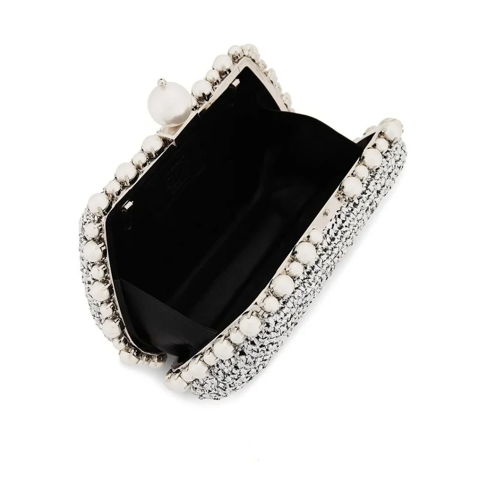 BTB Los Angeles Amelie Metallic Clutch in Silver REVOLVE PEARL PURSE - Picture 3 of 9